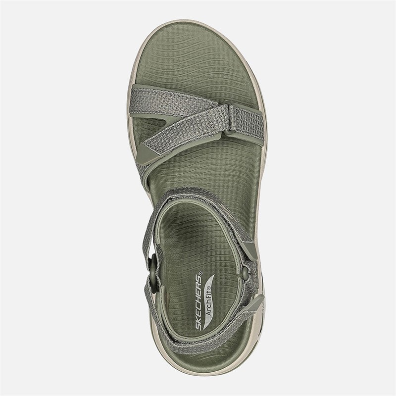 SKECHERS Womens Gowalk Arch Fit Sandals Olive - Image 4