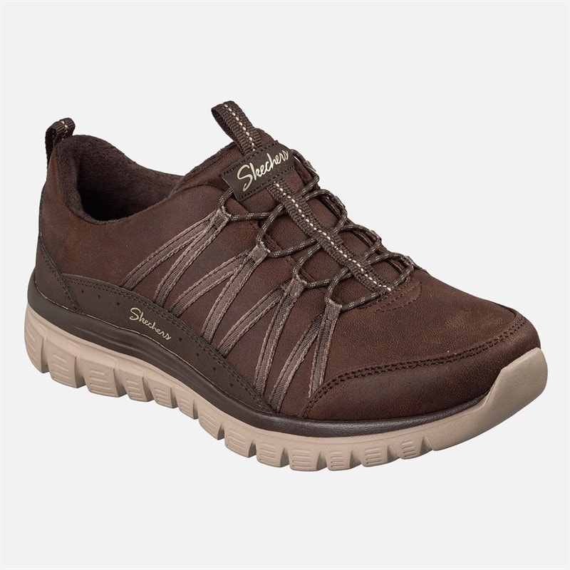 SKECHERS Womens Graceful Cozy Hug Sneakers Brown - Image 3