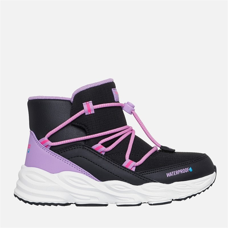 SKECHERS Girls Turbo Tread Waterproof Slip Ins Sneakers Black