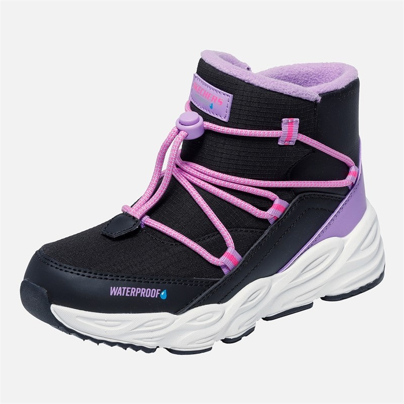 SKECHERS Girls Turbo Tread Waterproof Slip Ins Sneakers Black - Image 3