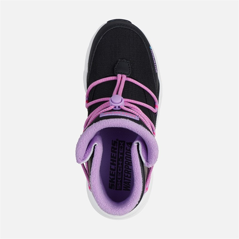 SKECHERS Girls Turbo Tread Waterproof Slip Ins Sneakers Black - Image 4