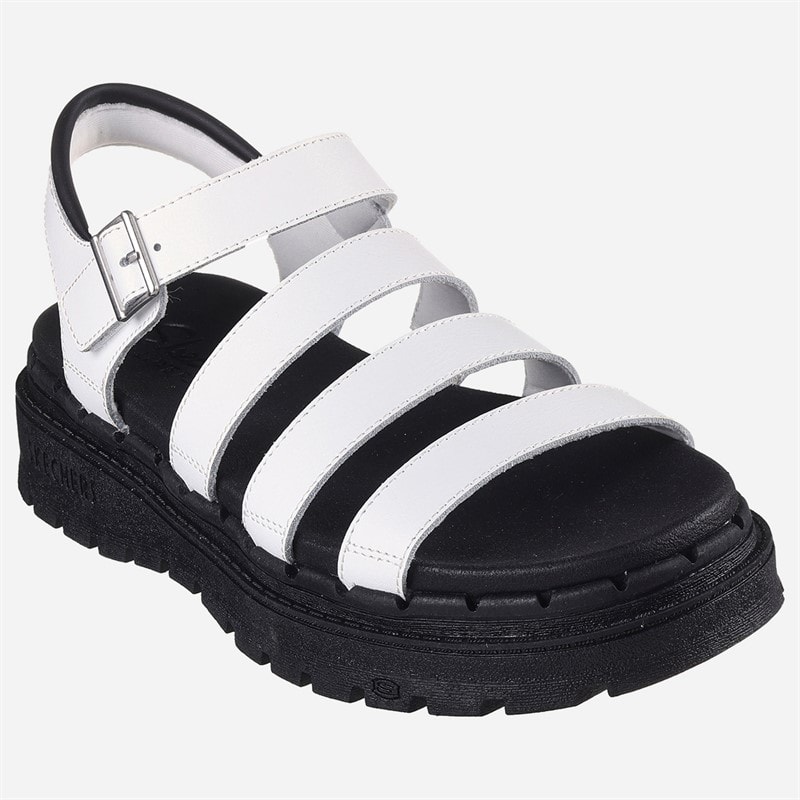 SKECHERS Womens Jammers Poppin Sandals White - Image 3