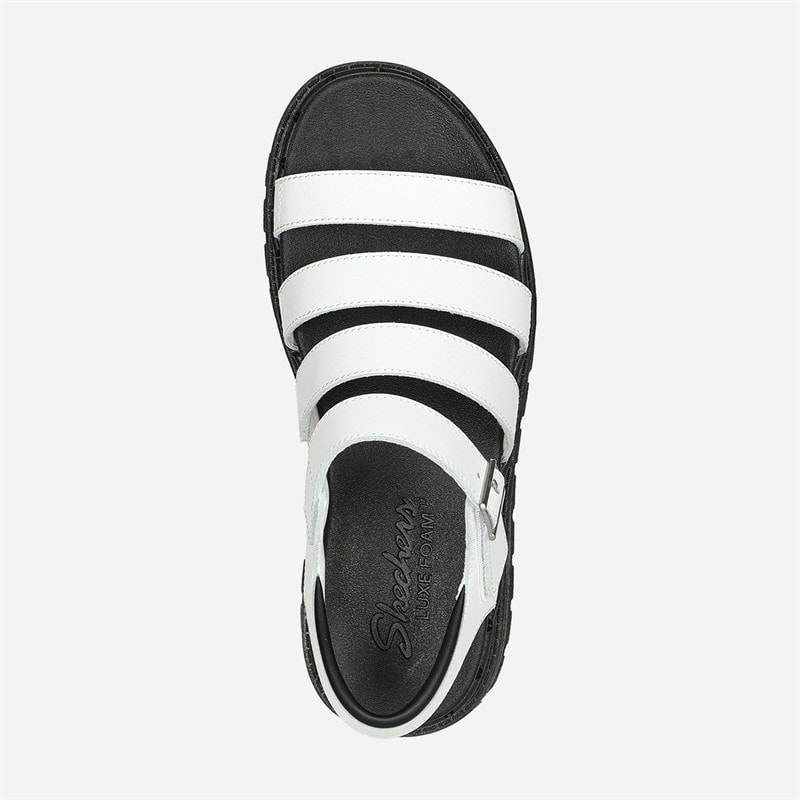 SKECHERS Womens Jammers Poppin Sandals White - Image 4