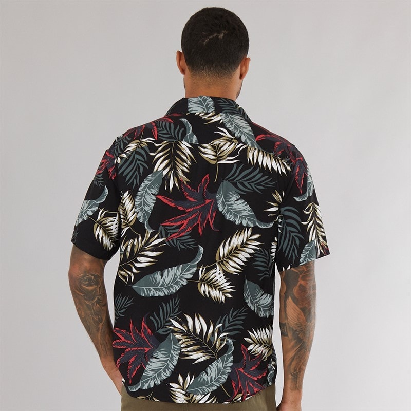 ONLY & SONS Mens Wayne Short Sleeve Viscose Shirt Black - Image 2