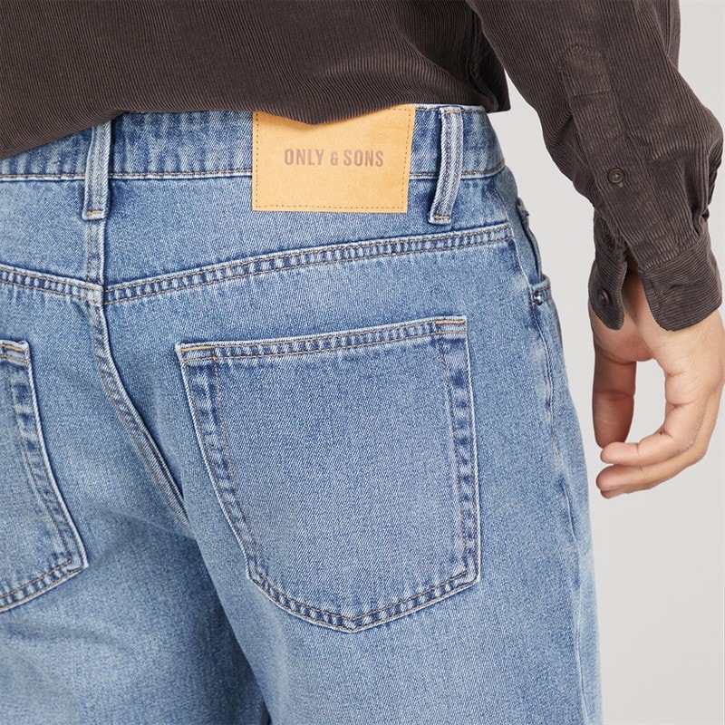 ONLY & SONS Mens Edge Straight Fit Jeans Dark Blue Denim - Image 3