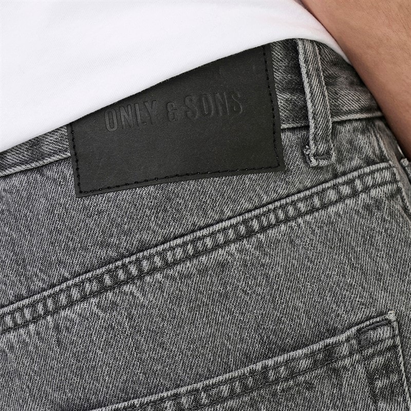 ONLY & SONS Mens Tye Loose Tape Jeans Medium Grey Denim - Image 4