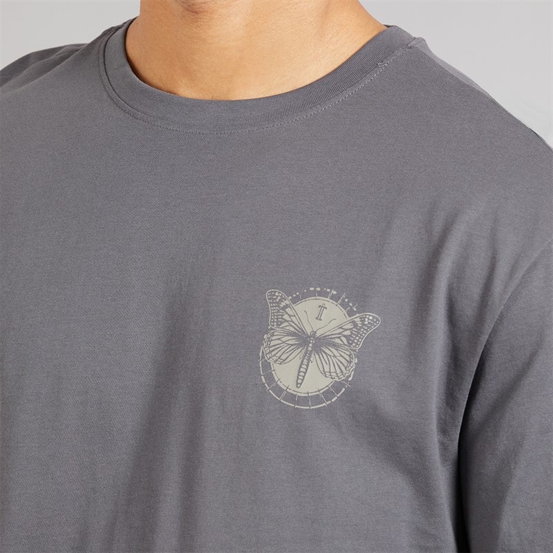 ONLY & SONS Mens Tristan Relaxed T-Shirt Grey Pinstripe/Butterflies - Image 5