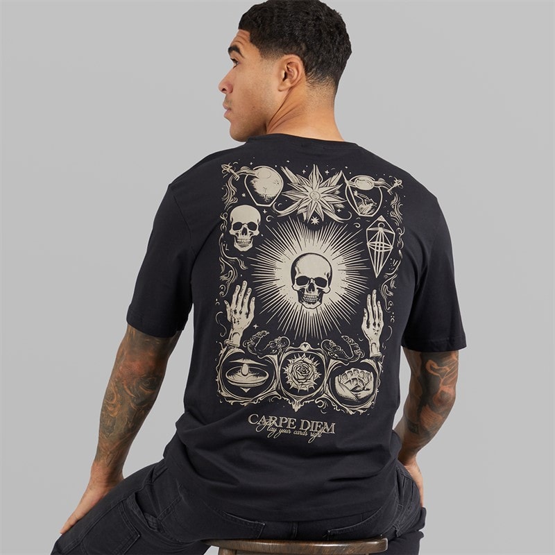 ONLY & SONS Mens Tristan Relaxed T-Shirt Black/Skull - Image 1