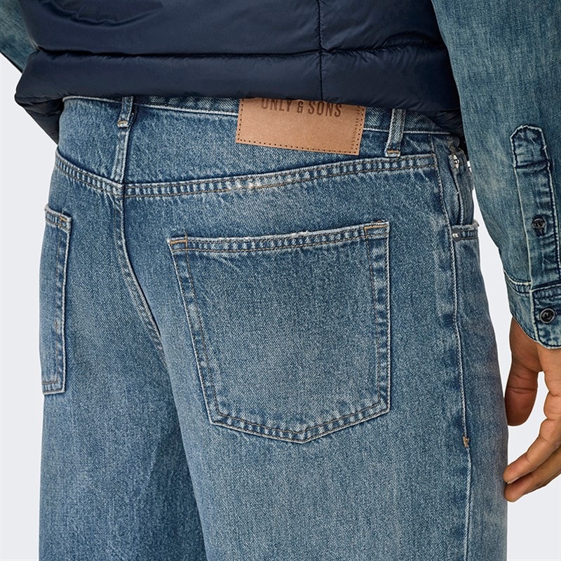 ONLY & SONS Mens Edge Straight Jeans Medium Blue Denim - Image 4