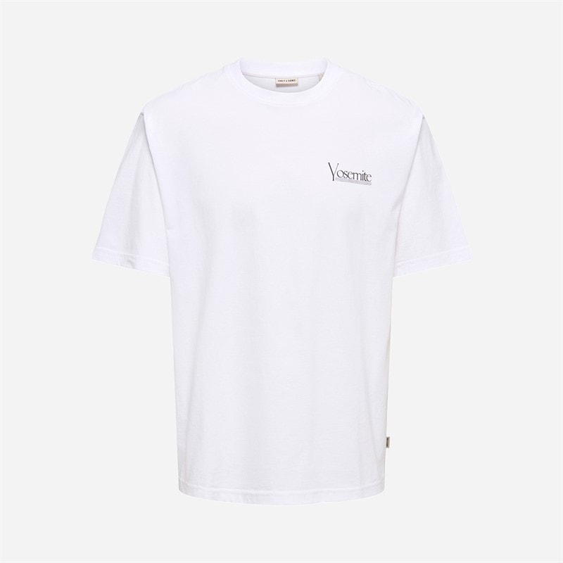 ONLY & SONS Mens Tristan Relaxed Short Sleeve T-Shirt Bright White/Yosemite - Image 2