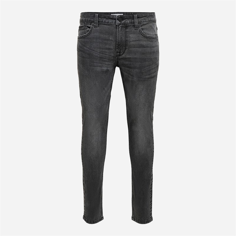 ONLY & SONS Mens Warp Skinny Black Washed Jeans Black Denim - Image 1