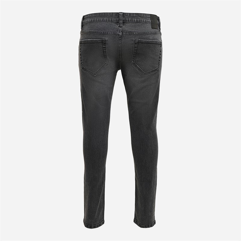 ONLY & SONS Mens Warp Skinny Black Washed Jeans Black Denim - Image 2
