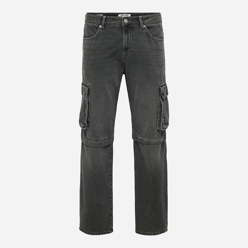 ONLY & SONS Mens Edge Straight Jeans Dark Grey Denim