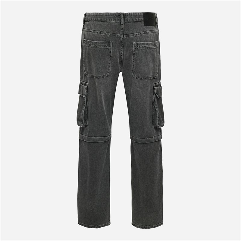 ONLY & SONS Mens Edge Straight Jeans Dark Grey Denim - Image 2