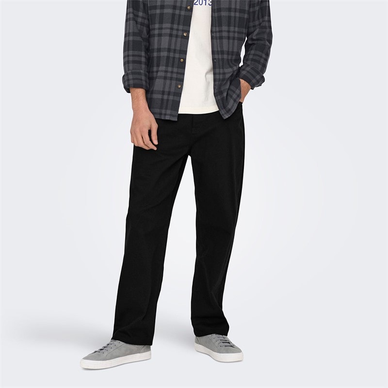 ONLY & SONS Mens Fade Loose Jeans Black Denim - Image 1