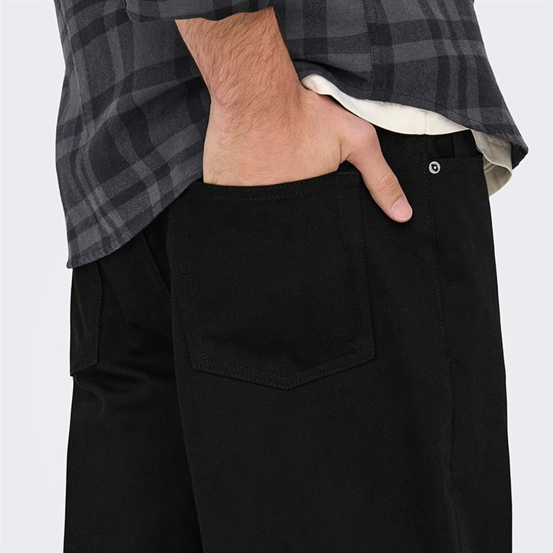 ONLY & SONS Mens Fade Loose Jeans Black Denim - Image 4