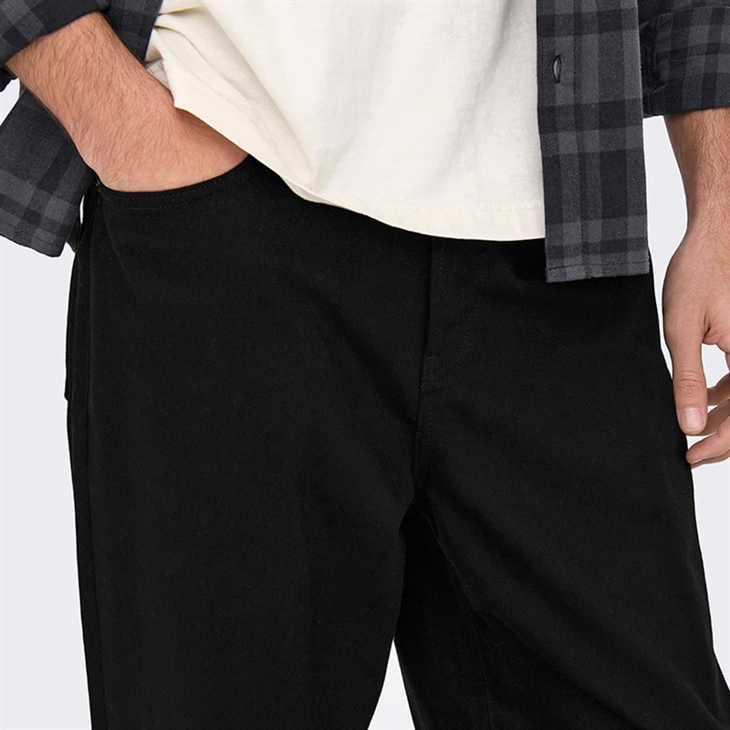 ONLY & SONS Mens Fade Loose Jeans Black Denim - Image 5
