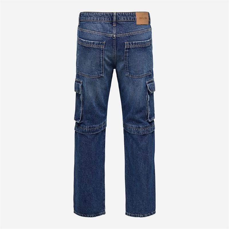 ONLY & SONS Mens Edge Straight Jeans Dark Blue Denim - Image 2