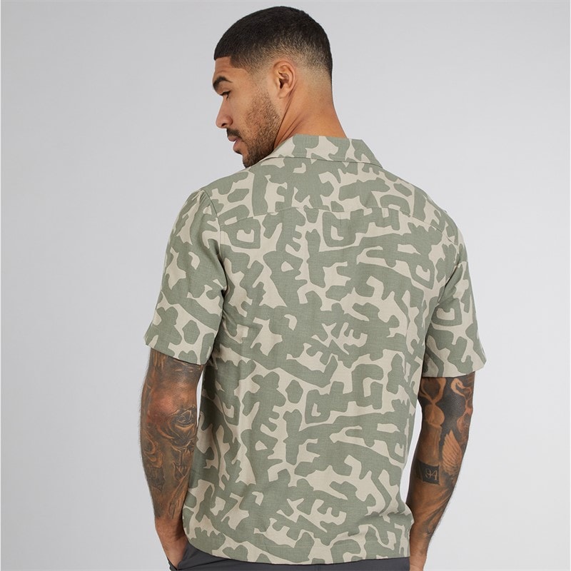 ONLY & SONS Mens Den Summer Resort Short Sleeve Shirt Agave Green - Image 2