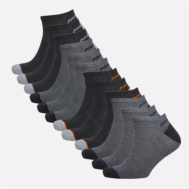 Pro Player Mens Twelve Pack No Show Socks Grey/Multi - Image 1