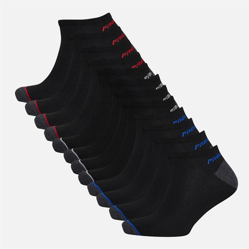 Pro Player Mens Twelve Pack No Show Socks Black/Red - Image 1