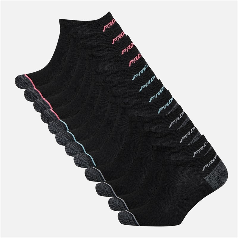 Pro Player Womens Twelve Pack No Show Socks Black/Blue - Image 1