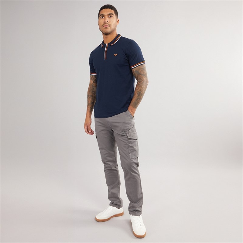 THREADBARE Mens Battle Drill Cargo Trousers Slate - Image 3