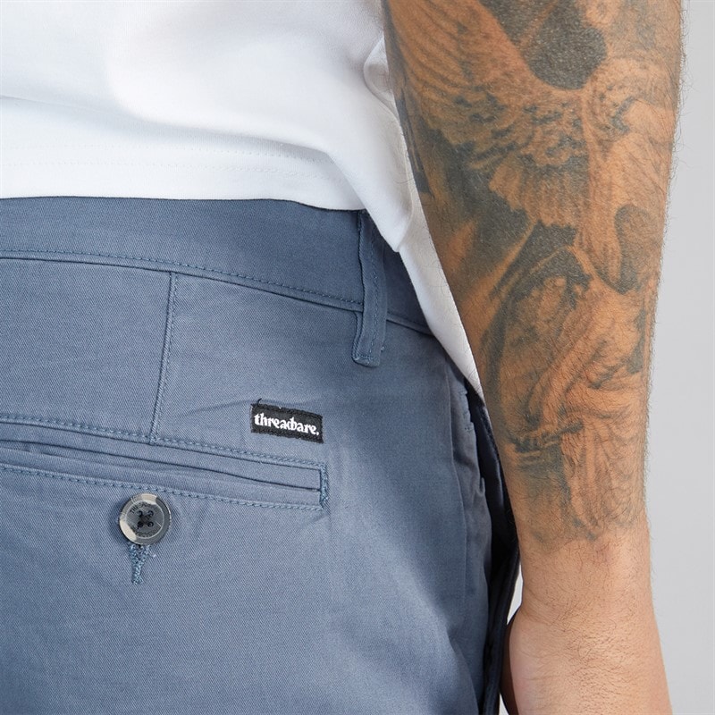 THREADBARE Mens Wests Chino Shorts Misty Blue - Image 3