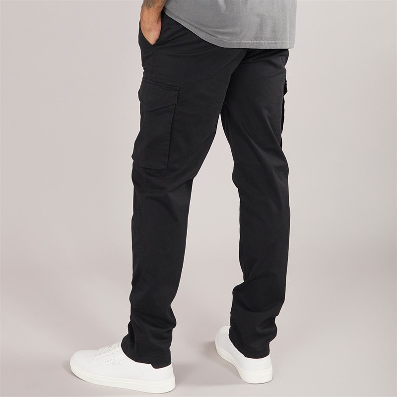 THREADBARE Mens Battled Cargo Trousers Black - Image 2