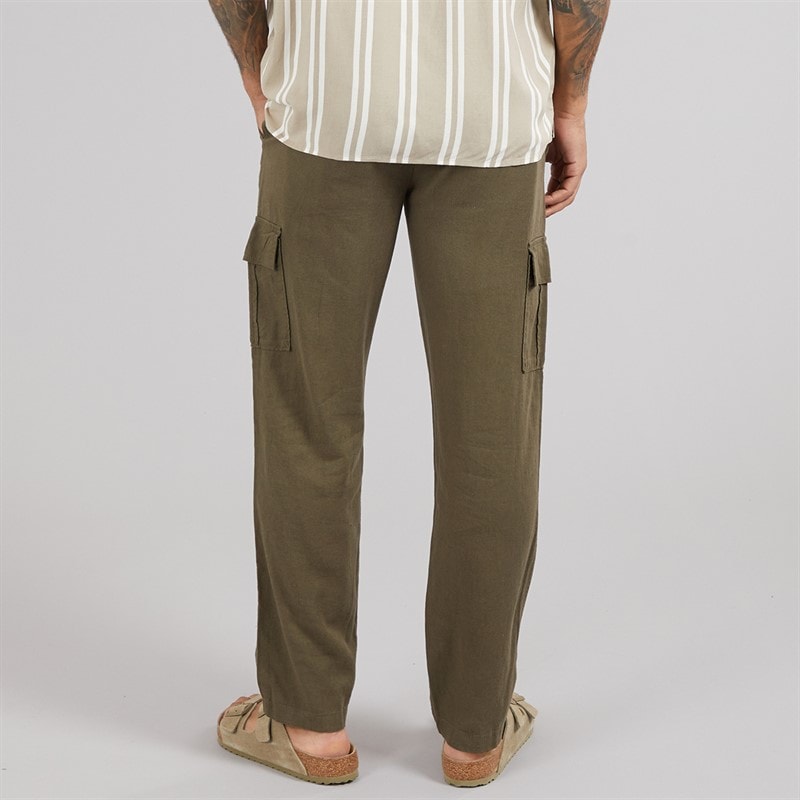 THREADBARE Mens Ramsay Linen Trousers Khaki - Image 2