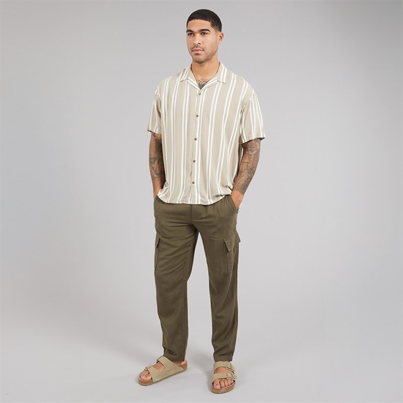 THREADBARE Mens Ramsay Linen Trousers Khaki - Image 3
