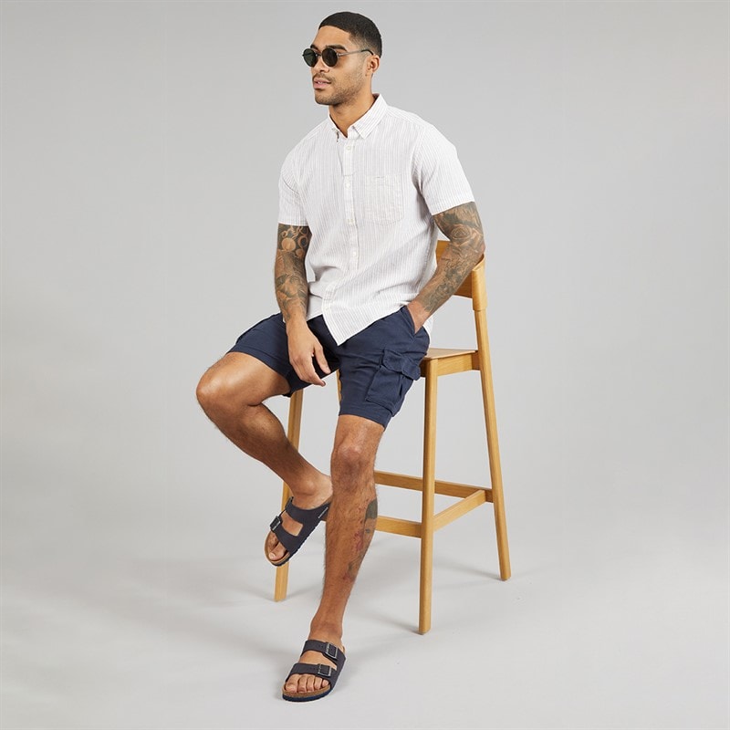 THREADBARE Mens Bristol Cargo Shorts Navy - Image 3