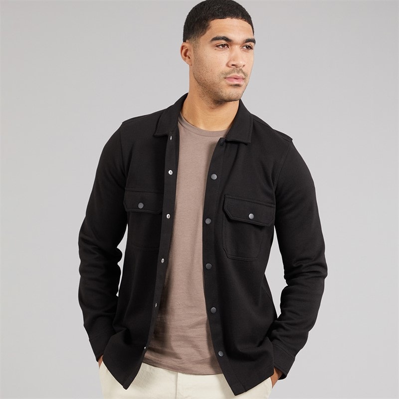 THREADBARE Mens Relay Long Sleeve Shacket Black