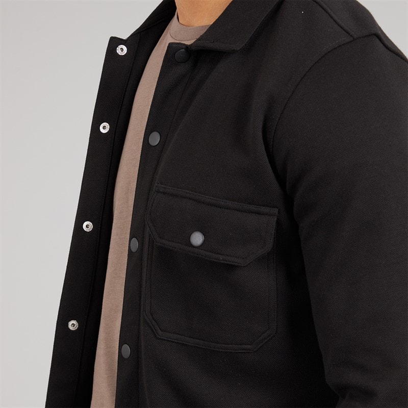 THREADBARE Mens Relay Long Sleeve Shacket Black - Image 3