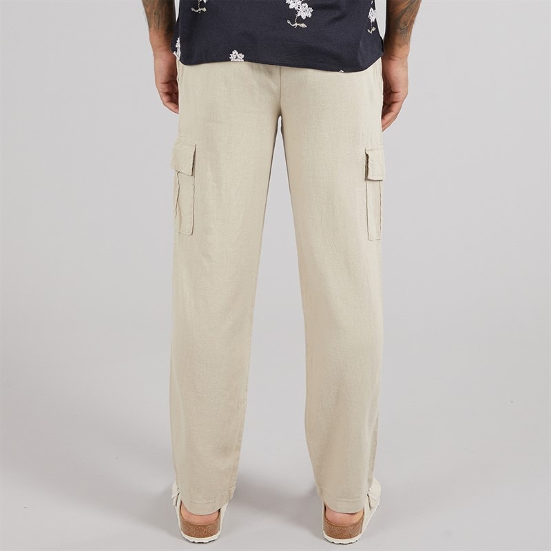 THREADBARE Mens Ramsay Linen Trousers Stone - Image 2