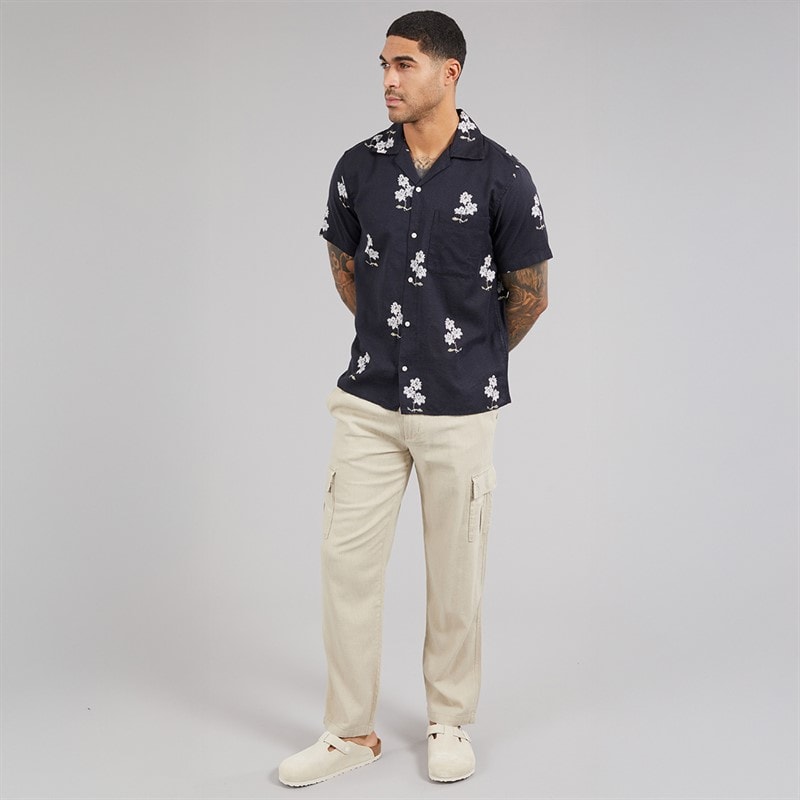 THREADBARE Mens Ramsay Linen Trousers Stone - Image 3