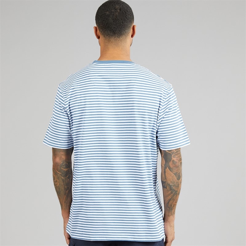 THREADBARE Mens Coast T-Shirt Denim Blue/White - Image 2