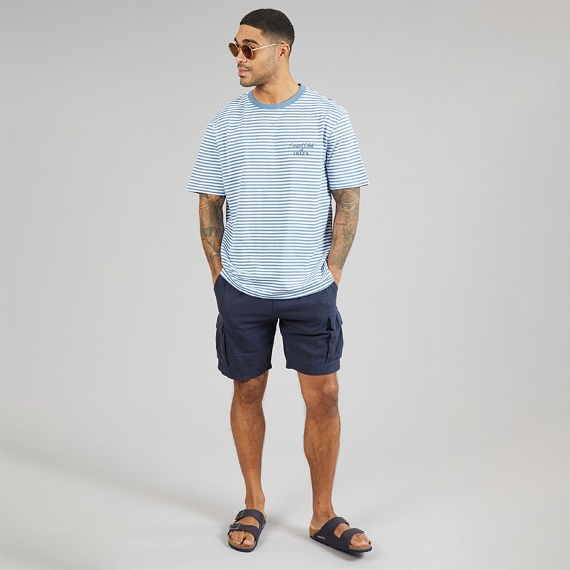 THREADBARE Mens Coast T-Shirt Denim Blue/White - Image 3