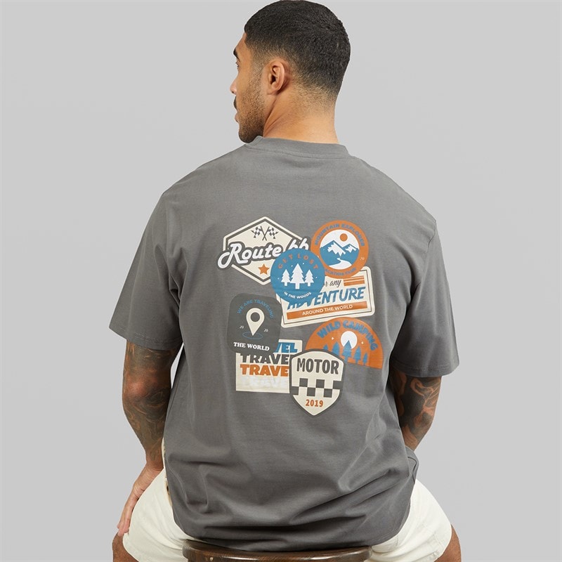 THREADBARE Mens Nol T-Shirt Slate - Image 1