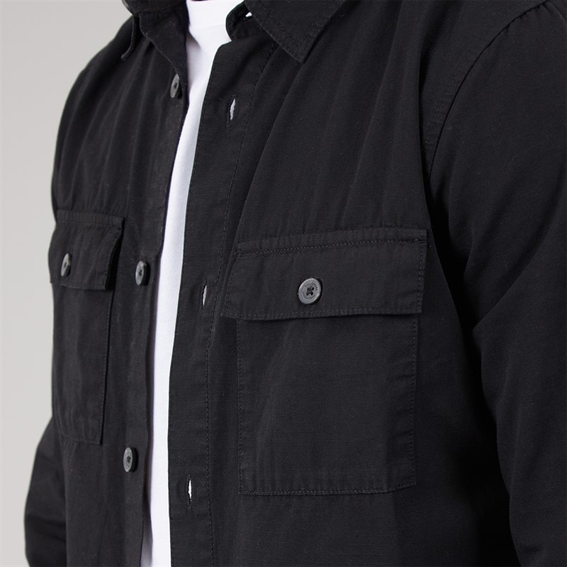 THREADBARE Mens Mini Shacket Black - Image 3