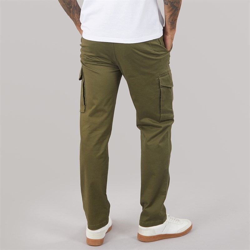 THREADBARE Mens Battled Cargo Trousers Khaki - Image 2