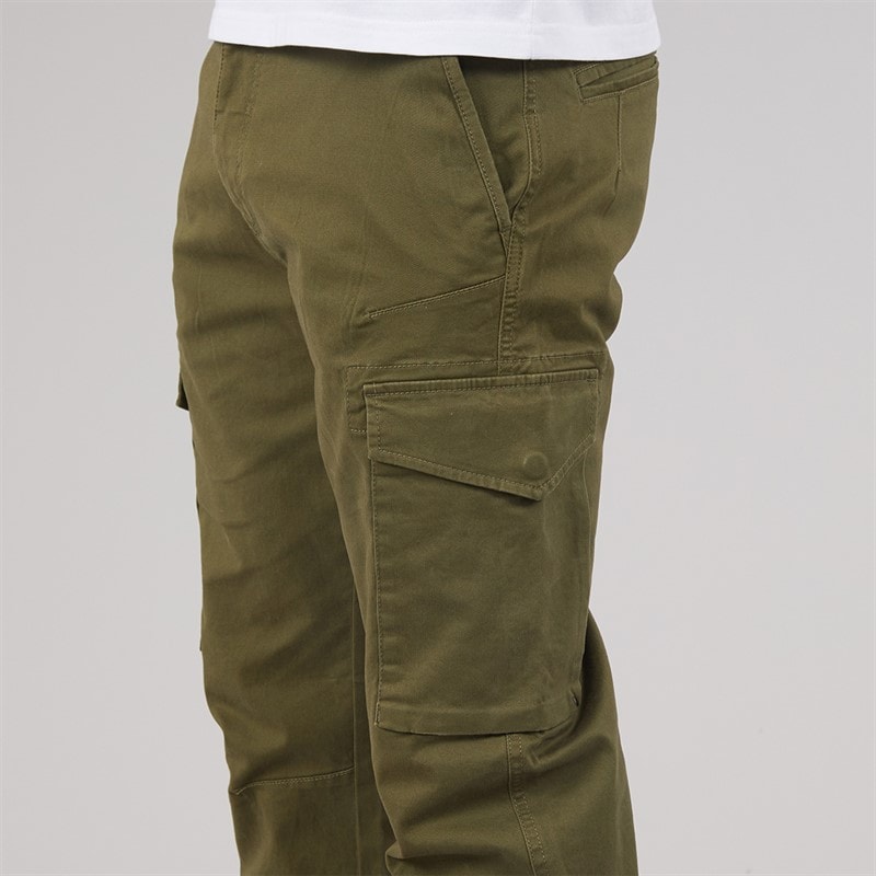 THREADBARE Mens Battled Cargo Trousers Khaki - Image 3