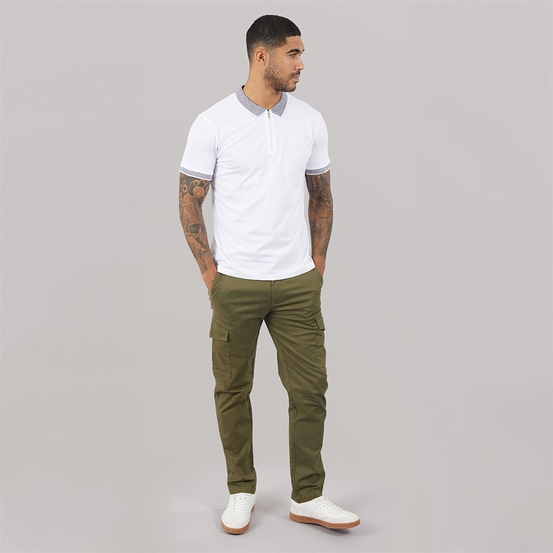 THREADBARE Mens Battled Cargo Trousers Khaki - Image 4