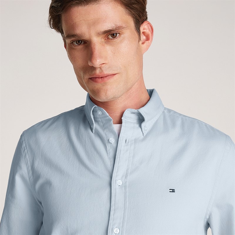 Tommy Hilfiger Mens Flex Dobby Long Sleeve Shirt Breezy Blue - Image 2