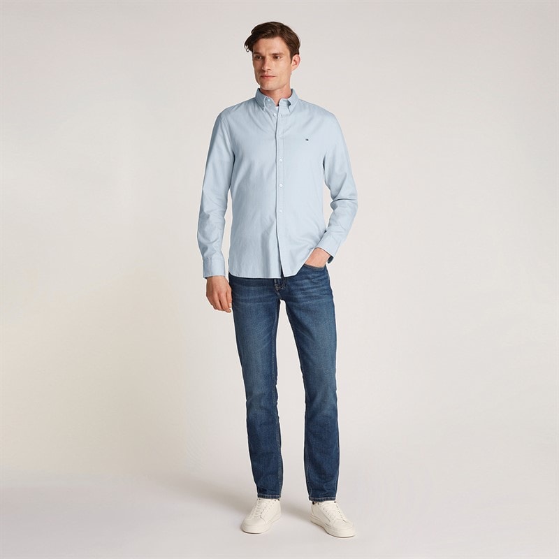 Tommy Hilfiger Mens Flex Dobby Long Sleeve Shirt Breezy Blue - Image 3