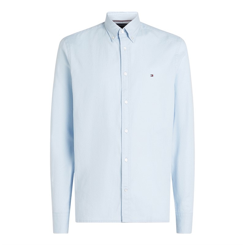 Tommy Hilfiger Mens Flex Dobby Long Sleeve Shirt Breezy Blue - Image 5