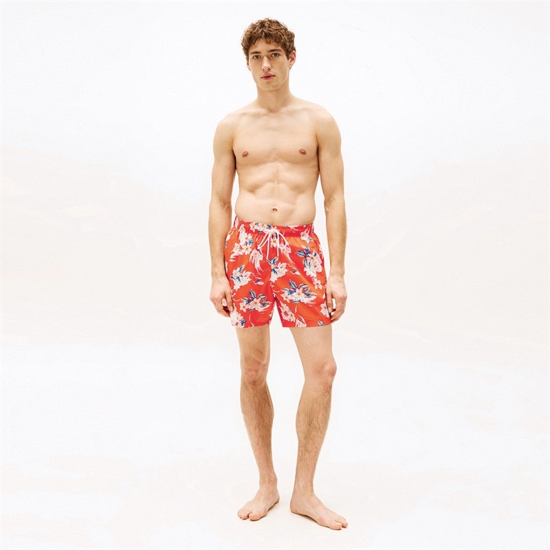 Tommy Hilfiger Mens Swim Shorts Tropical Floral Brilliant Orange - Image 3