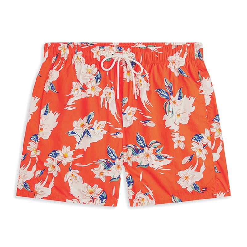 Tommy Hilfiger Mens Swim Shorts Tropical Floral Brilliant Orange - Image 5