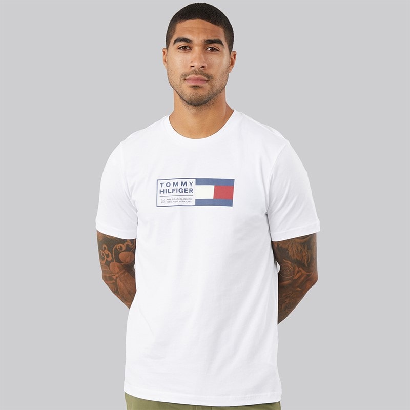 Tommy Hilfiger Mens Brand Love Text Box T-Shirt White - Image 3