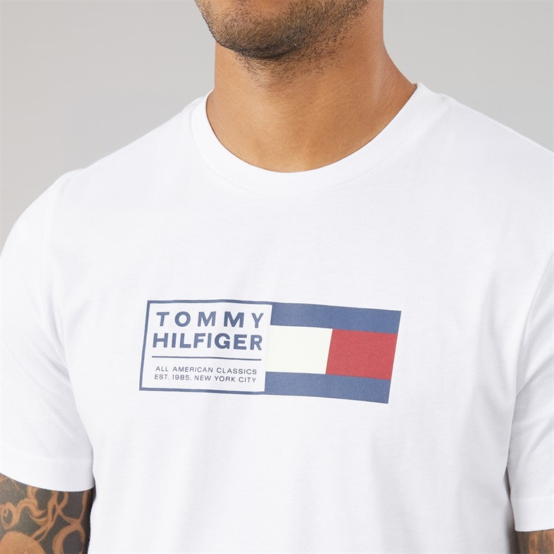 Tommy Hilfiger Mens Brand Love Text Box T-Shirt White - Image 5